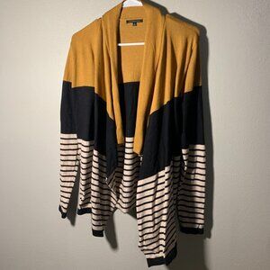 Staccato Mustard/Black/Cream/Tan Shawl Cardigan